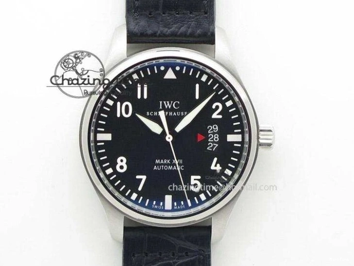 MIROTIME 0415 WaterResistant Da Vinci IW356601 SS MKF 1:1 Best Edition White Dial On Black Leather Strap A 7232